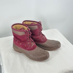 Women’s‎ 11 Bass Burgundy Suede and Brown Duck Boots Rain Insulated Cozy
